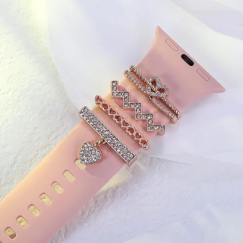 Miniatura 2 de Anillos decorativos de corazón compatibles con correas de silicona de Apple Watch de 1.772 in, 1.732 in, 1.654 in, 1.614 in, 1.575 in, 1.496 in, 7