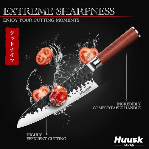 Miniatura 6 de Huusk Cuchillo de chef japonés, cuchillo Gyuto de 8 pulgadas con hoja de acero al carbono forjado a mano, cuchillos de chef de cocina profesionales