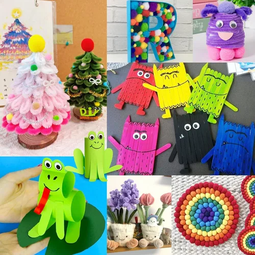 Miniatura 3 de FUNZBO Suministros de Arte y Manualidades Navideñas para Niños - Kits de Manualidades con Limpiapipas, Adhesivos de Paleta, Papel de Construcción