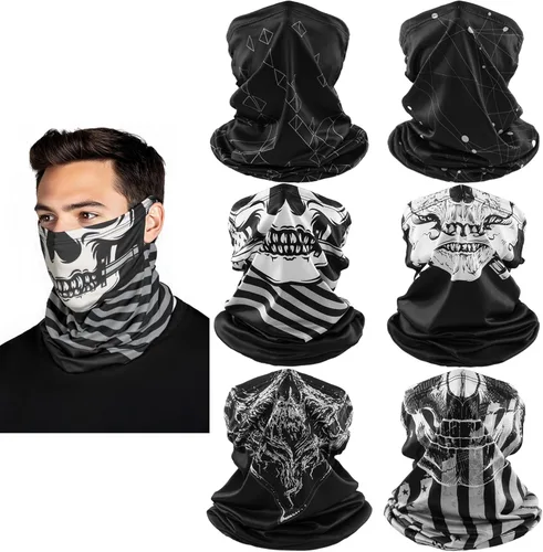 Miniatura 8 de HONGTEYA Paquete de 6 Mascarillas Faciales con Polaina para el Cuello: Cubierta Facial Transpirable Resistente al Viento Pasamontañas con Trabillas
