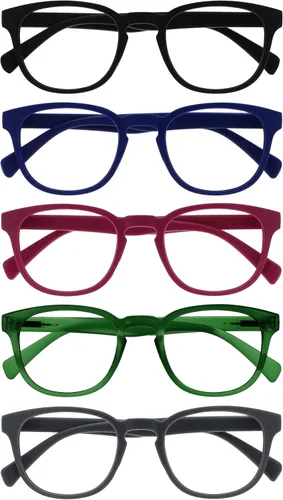 Miniatura 11 de OPULIZE Gafas de lectura POP y lentes de sol de lectura para mujeres y hombres, marco redondo mate resistente a los arañazos con bisagras de Paquete