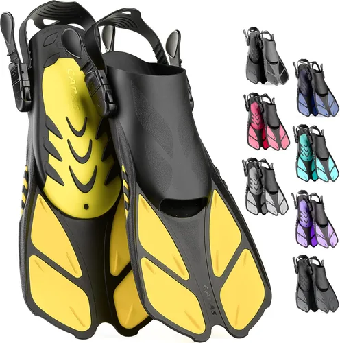 Miniatura 9 de CAPAS - Aletas de natación de talón abierto, tamaño de viaje, cortas, ajustables para buceo, adultos, hombres, mujeres y niños