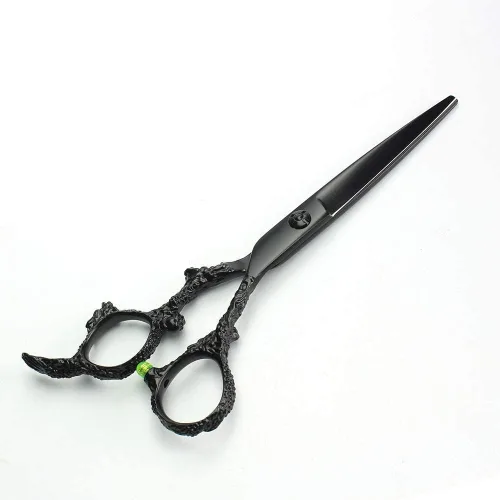 Miniatura 7 de Tijeras profesionales de corte de pelo de 6.0 pulgadas, mango de dragón negro 440C, tijeras de corte de peluquería, perfectas para peluquería y uso