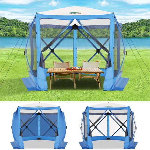 COBIZI Tienda de campaña de 10 x 10 pies para camping, toldo de camping desplegable con paredes laterales, tienda de campaña portátil para
