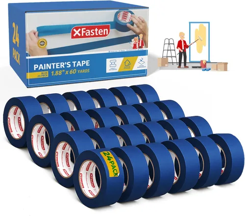 Miniatura 22 de XFasten Cinta azul profesional para pintores, multiuso, 3 pulgadas x 60 yardas, tecnología de línea de borde afilado, produce líneas afiladas