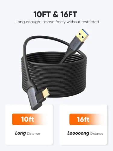 Miniatura 5 de CableCreation Compatible con Quest 2/Quest Pro Link Cable de 10 pies, cable USB C de 5 Gbps de transferencia de datos de alta velocidad, carga
