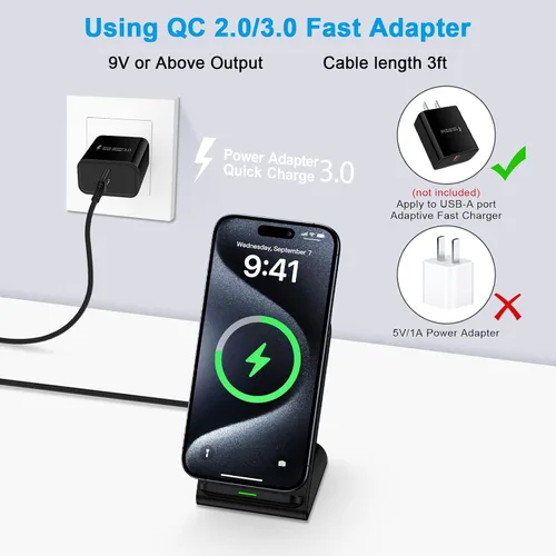 Miniatura 7 de Cargador inalámbrico Samsung Soporte de carga rápida para Samsung Galaxy S26 Ultra S26+ S26 S25 S24 S23 S22 S21 S20 Ultra FE, soporte de cargador