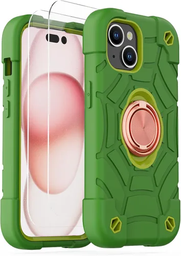 Miniatura 45 de KCJ Funda para iPhone SE 2022/2020, iPhone 8/7/6/6S, con [2×Protectores de Pantalla][Soporte de Anillo] Silicona Suave+PC Duro Protección Completa