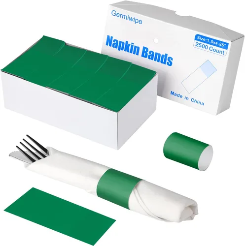 Miniatura 13 de Germiwipe - 2500 servilletas negras, servilleteros de papel autoadhesivos, bandas de cubiertos perfectas para fiestas de cumpleaños, bodas