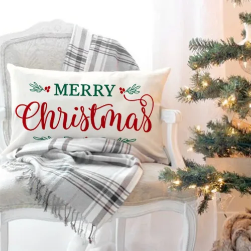 Miniatura 6 de Fundas de almohada de Navidad de PANDICORN 12x20 pulgadas rojas para decoración rústica navideña al aire libre para sofá, sofá cama, sala de estar