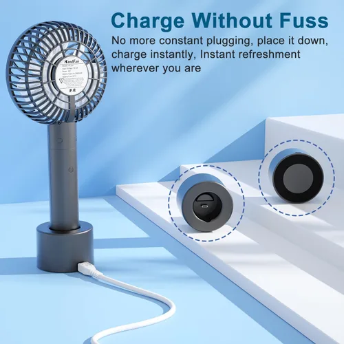 Miniatura 3 de HandFan Ventilador de mano portátil, pequeño ventilador de mano personal, mini ventiladores de refrigeración eléctricos, ventiladores de escritorio