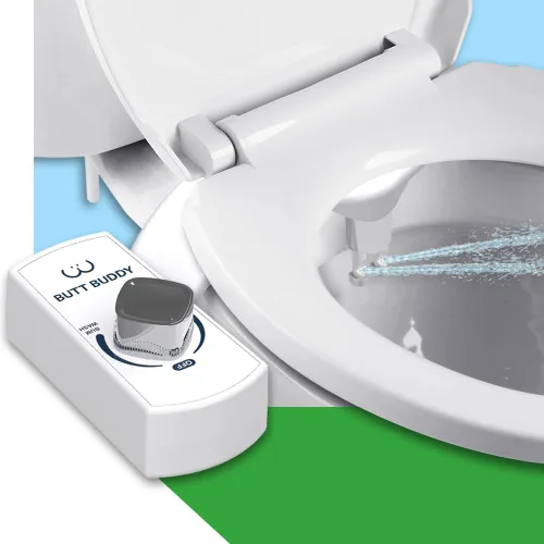 BUTT BUDDY Duo - Accesorio para asiento de inodoro de bidé y rociador de agua dulce (fácil de instalar, no eléctrico, limpieza de doble boquilla,