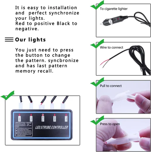 Miniatura 3 de Luces LED de advertencia, 4 piezas, advertencia de emergencia, construcción de peligro, ultra delgada, función de sincronización para automóvil
