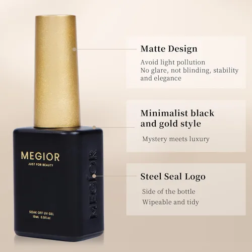Miniatura 4 de MEGIOR Esmalte de uñas de gel azul de 0.5 onzas líquidas, color azul grisáceo, lámpara LED UV, esmalte de gel para manicura y pedicura