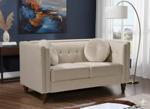 Miniatura 20 de Container Furniture Direct Novara - Sofá de terciopelo moderno de mediados de siglo, sofá biplaza copetudo, cómodo sofá, decoración de habitación