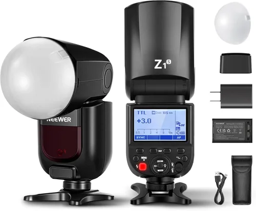 NEEWER Z1-S TTL Flash Speedlite de cabeza redonda para Sony con difusor de cúpula magnética, 76Ws 2.4G 1/8000s HSS Speedlight, lámpara de modelado