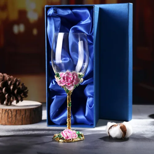 Miniatura 5 de Simcat Copa de Vino de Esmalte Pintada a Mano con Flores, Vaso Transparente Refinado, Tallo para Cabernet, Regalos