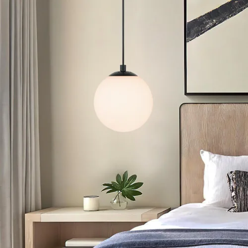 Miniatura 6 de XiNBEi Lighting Iluminación colgante 1 luz globo lámpara colgante, moderna lámpara de techo ajustable para cocina, acabado negro mate XB-P1211-MBK