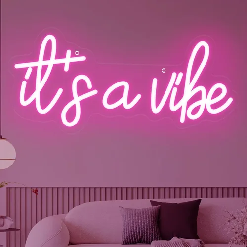 Letreros de neón con texto en inglés "It's a Vibe", luz de neón para dormitorio, decoración de pared LED USB regulable para el día de San Valentín,