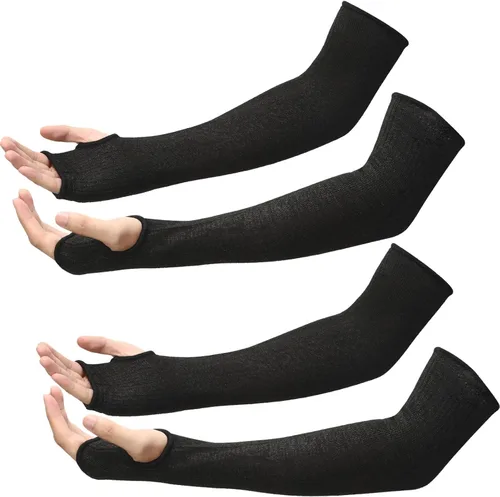 Geyoga 2 pares de mangas de protección de brazo de nivel 5, resistentes a los cortes, protectores de antebrazo para piel fina y moretones para Negro