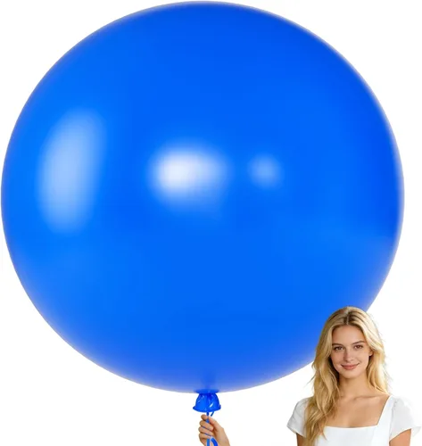 Miniatura 19 de KALOR Globos gigantes retro azul brumoso de 36 pulgadas, paquete de 6 globos de látex grandes redondos retro azul brumoso para aniversario