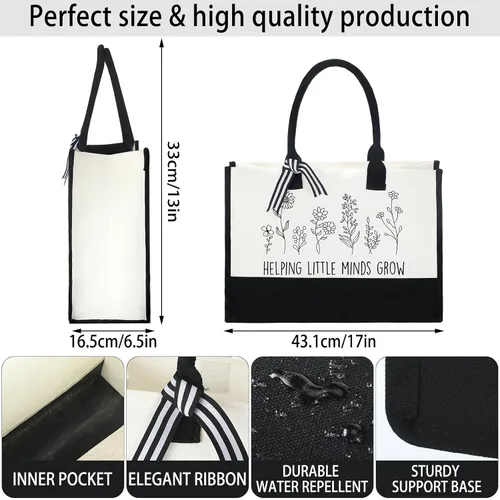 Miniatura 3 de Panelee 2 piezas de regalos de agradecimiento para profesores, bolsa de lona para mujer, regalos de graduación para profesores (Little Minds Grow)
