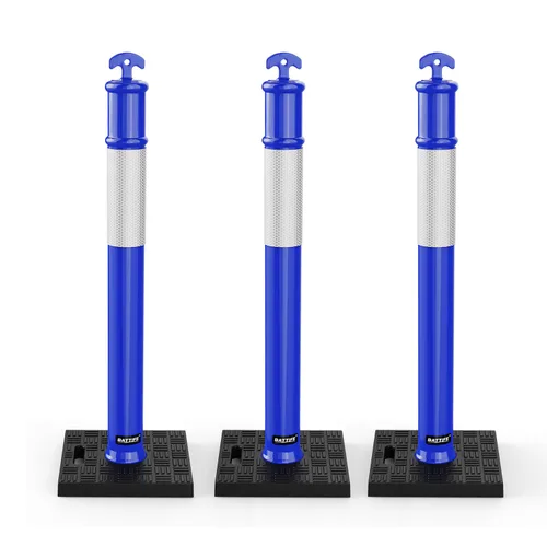Miniatura 17 de BATTIFE Poste delineador de 45 pulgadas con base, conos de delineador de tráfico naranja con collar reflectante para práctica de conducción