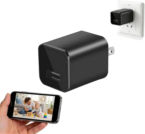 Cámara de cargador inteligente - Cámara inalámbrica Mini HD 1080P WiFi Cámara para seguridad interior en el hogar