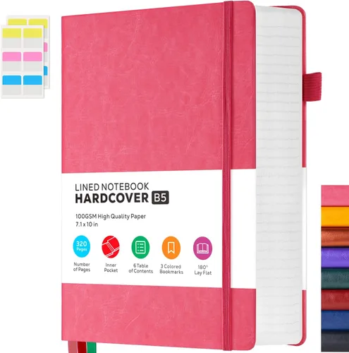 Miniatura 20 de FOCUS DAY Cuaderno de Cuero con Páginas Rayadas, 320 Páginas Cuaderno de Tapa Dura para Escribir y Tomar Notas para Mujeres y Hombres, B5
