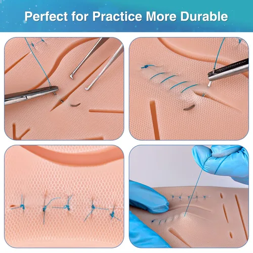 Miniatura 4 de Kit de práctica de sutura Ultrassist para estudiantes de medicina y veterinaria, kit de sutura inicial que incluye almohadilla de silicona duradera