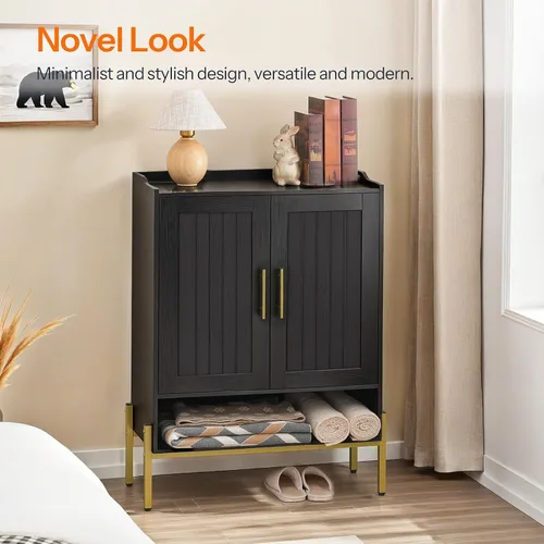 Miniatura 4 de HOOBRO Gabinete para zapatos, organizador de zapatos de 5 niveles con puertas, armario de madera para zapatos para entrada, armario independiente