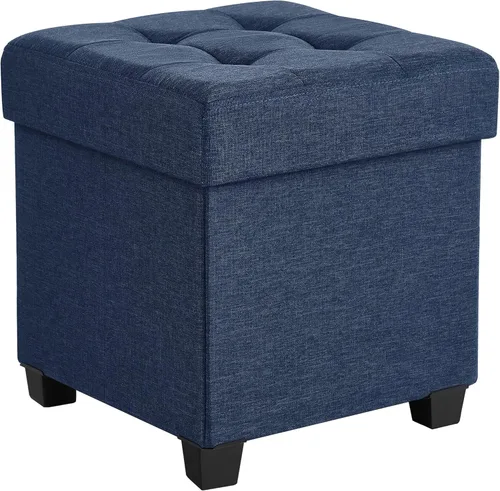 Miniatura 15 de SONGMICS Otomana de almacenamiento, reposapiés otomano pequeño con patas, taburete de pie de 12.6 x 15.8 x 13.2 pulgadas, carga de hasta 660 libras