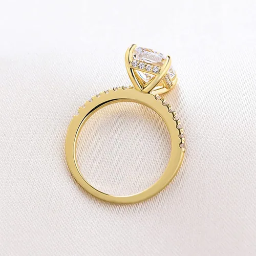 Miniatura 7 de Effinny Anillo de compromiso de corte radiante de 3.57.0 ct para mujer, anillo de compromiso de plata esterlina chapada en oro amarillo