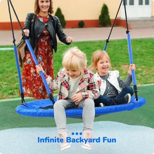 Miniatura 6 de Trekassy Columpio redondo para árbol de 700 libras de 40 pulgadas con asas para niños y adultos, Oxford 900D, impermeable, 2 correas para colgar