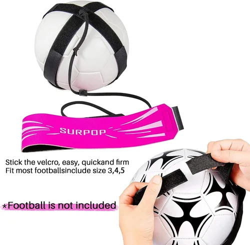 Miniatura 4 de Entrenador de fútbol/voleibol/rugby, patada y lanzamiento de fútbol, ayuda de entrenamiento para práctica en solitario, control de habilidades, Rosa