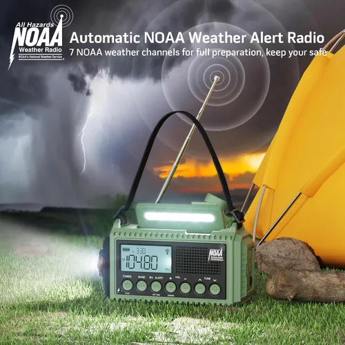 Miniatura 2 de Radio de Emergencia 12000, Radio Meteorológica NOAA con AM/FM/NOAA/SW, Radio Operada por Batería SOS, Radio de Emergencia de Manivela Manual con 5