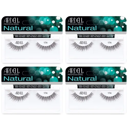 Ardell Lashes Natural 174 - Pestañas postizas ligeras de aspecto natural, pestañas de larga duración para uso diario, paquete de 4