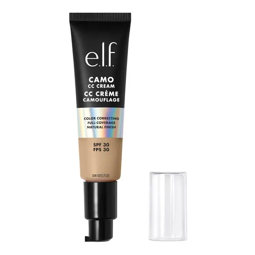 e.l.f. Crema Camo CC, SPF 30, base correctora de color con cobertura de media a completa, acabado con efecto aerógrafo, vegana y libre de crueldad,