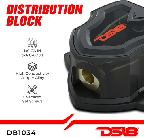 Miniatura 3 de DS18 DB1034 Bloque de distribución 1X0-GA en salida 3X4-GA para amplificadores de coche