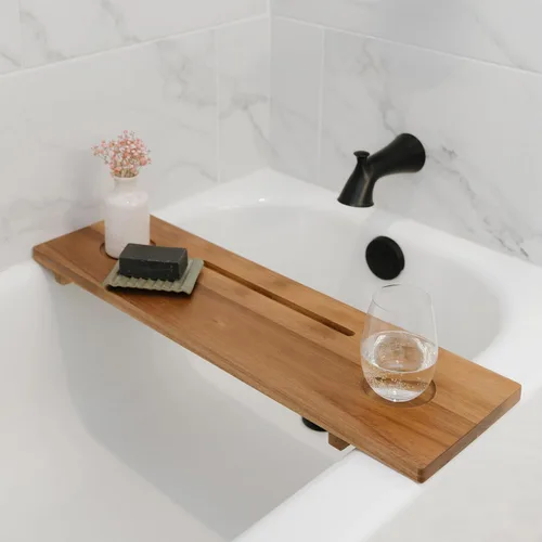 Bandeja de bañera Nature Shed prémium para bañeras estándar | bandeja de baño de lujo de acacia sólida de 29 pulgadas para bañera | organizador de