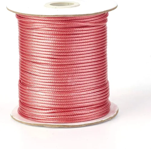 Cordón de poliéster encerado rojo indio de 100 yardas, hilos de cera coreana trenzados para collar, pulsera, cables de alambre de 0.079 pulgadas con