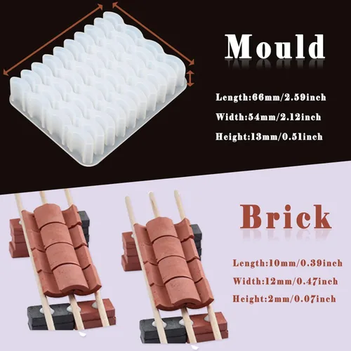 Miniatura 3 de ERDAN - Molde miniatura de ladrillo rojo, molde de mini azulejos, molde de silicona suave, mini ladrillo falso