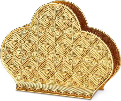 Alisveristime Servilletero Zamac - Organizador decorativo elegante de metal para uso en mesa o encimera (dorado)