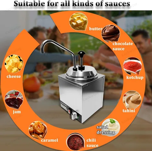 Miniatura 2 de Dispensador de queso nacho con bomba, calentador de temperatura ajustable, chocolate caliente comercial, calentador eléctrico de mantequilla de maní