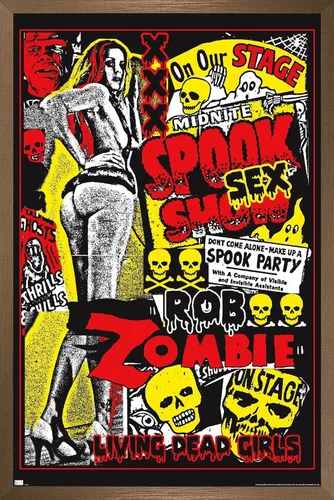 Miniatura 13 de Rob Zombie - Póster de pared de niñas muertas vivientes, 22.4 pulgadas de largo x 14.7 pulgadas de ancho, versión enmarcada de madera de granero