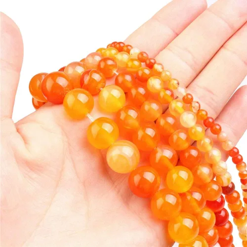 Miniatura 15 de 47 cuentas de cristal natural de 0.315 pulgadas (0.315 in) con rayas de ónix y ágatas, cuentas redondas sueltas para curación de pulseras, collares