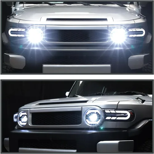 Miniatura 2 de SPEC-D TUNING - Faros delanteros proyectores negros con luces LED, señales de giro secuenciales y animación de inicio, compatibles con Toyota FJ
