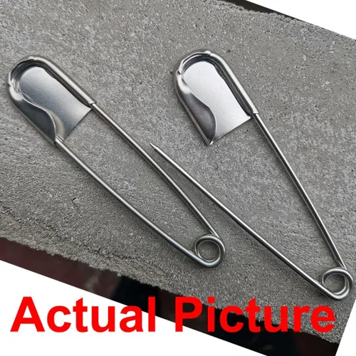 Miniatura 3 de 5 PIEZAS de alfileres de seguridad jumbo de acero inoxidable de 5 pulgadas de servicio pesado, color plateado, para lavandería, manta, llaveros