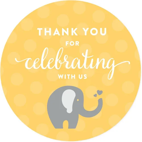 Miniatura 5 de Andaz Press Colección de elefante neutro de género amarillo y gris, pancarta colgante con cuerda, tarjetas y regalos, 5 pies, 1 juego, decoración