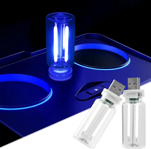 2 PCS Bombillas de Luz Nocturna USB para Automóvil, Luces Ambientales para Interiores de Automóvil con Atenuación Táctil, Decoraciones de Lámpara de